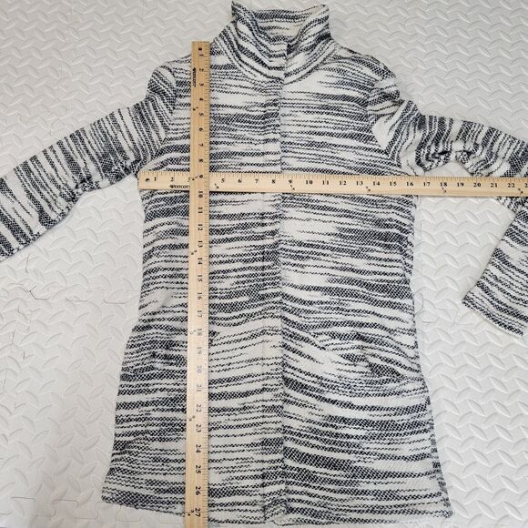 Bella Luxx Longline Zip Tunic Jacket Size Small White Black Textured Knit Fleece - Picture 10 of 13